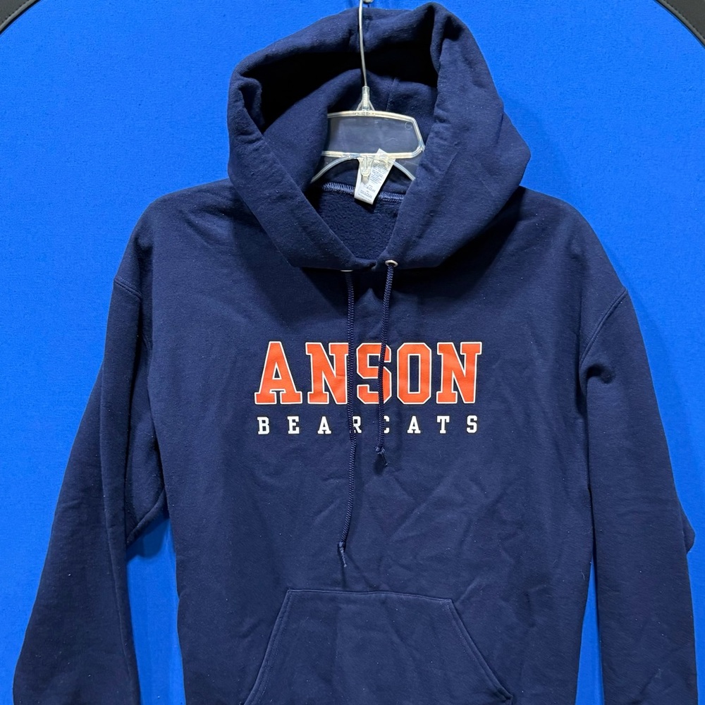 Anson Navy Blue Hoodie with Orange Print
